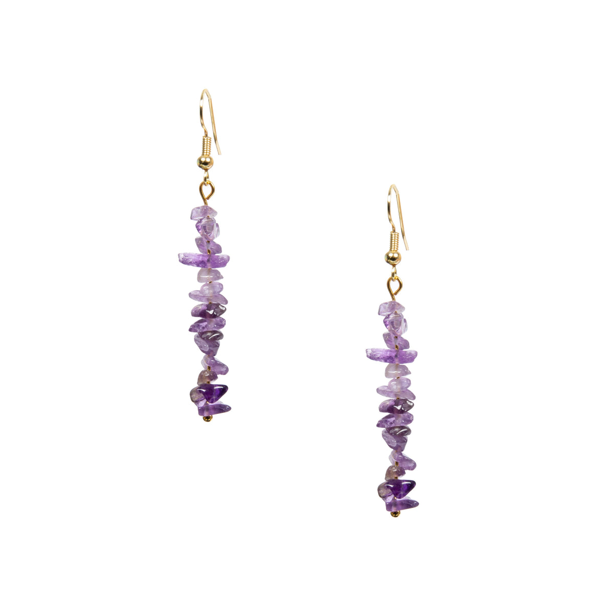 18K Gold-Plated Mixed-Stone Earrings E8765 - Amethyst