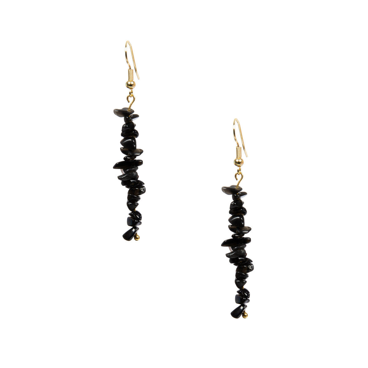 18K Gold-Plated Mixed-Stone Earrings E8765 - Onyx