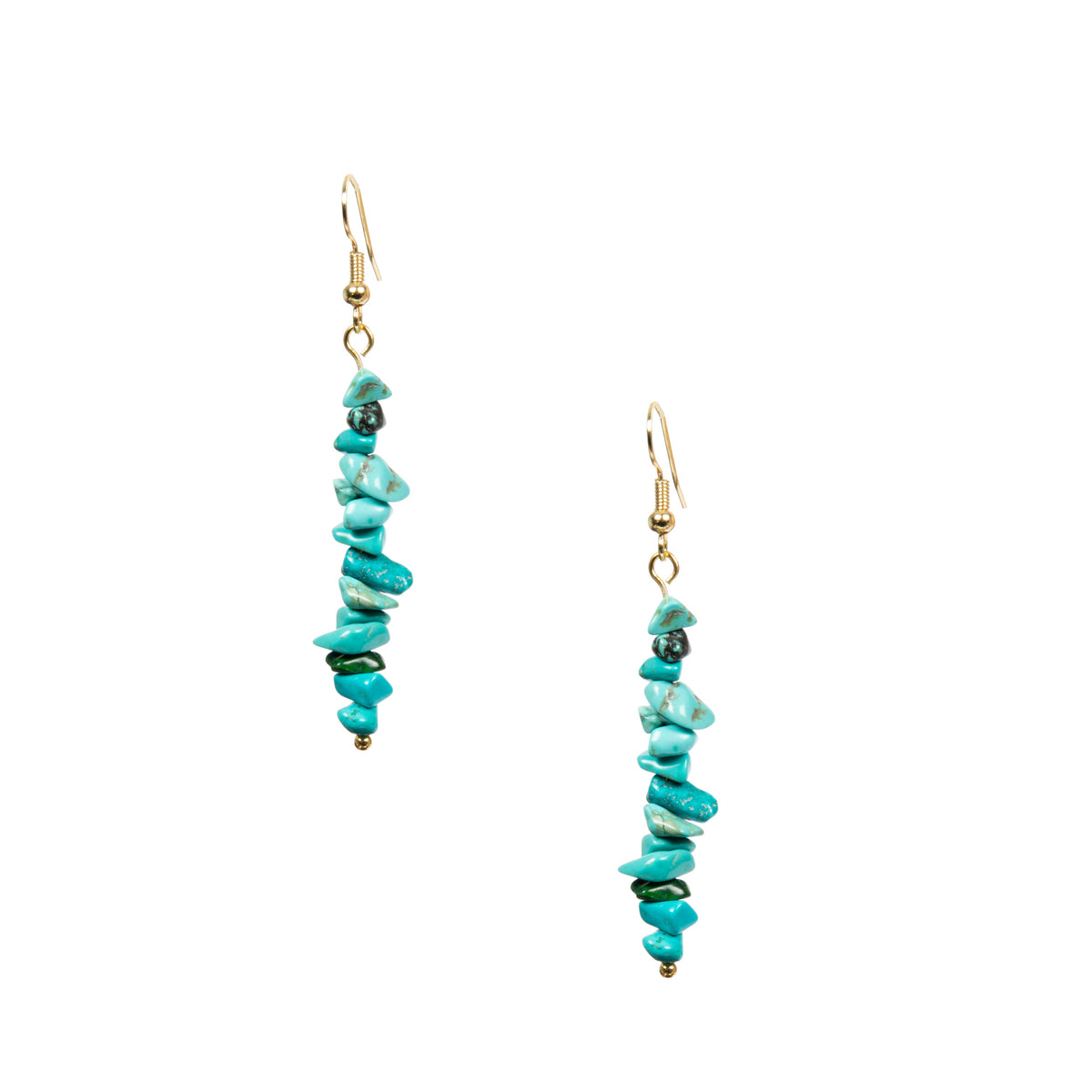 18K Gold-Plated Mixed-Stone Earrings E8765 - Turquoise
