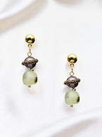 18K Gold Plated Irregular Prehnite Earrings E8778