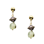 18K Gold Plated Irregular Prehnite Earrings E8778