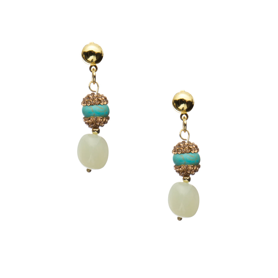 18K Gold Plated New Jade Earrings E8781