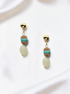18K Gold Plated New Jade Earrings E8781