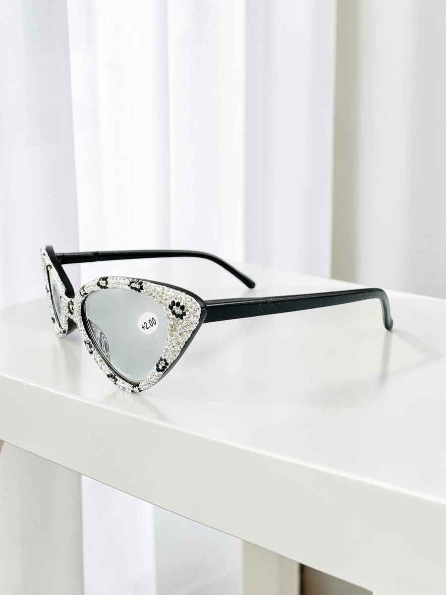 Handmade Rhinestone Cat-Eye Reader Glasses G0305