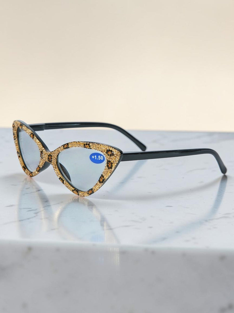 Handmade Rhinestone Cat-Eye Reader Glasses G0305
