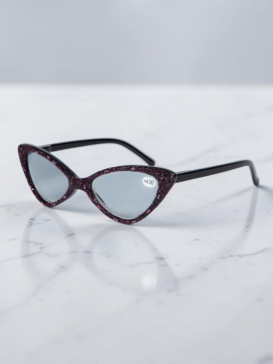 Handmade Rhinestone Cat-Eye Reader Glasses G0305