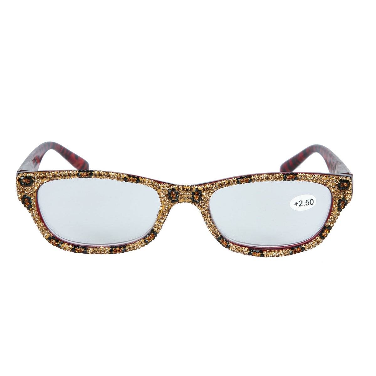 Handmade Rhinestone Round Reader Glasses G0306-Brown - view 2