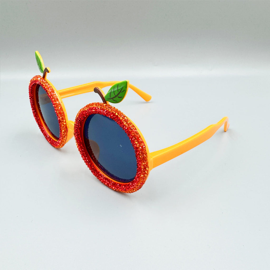 Handmade Rhinestone Orange Round Sunglasses G0376