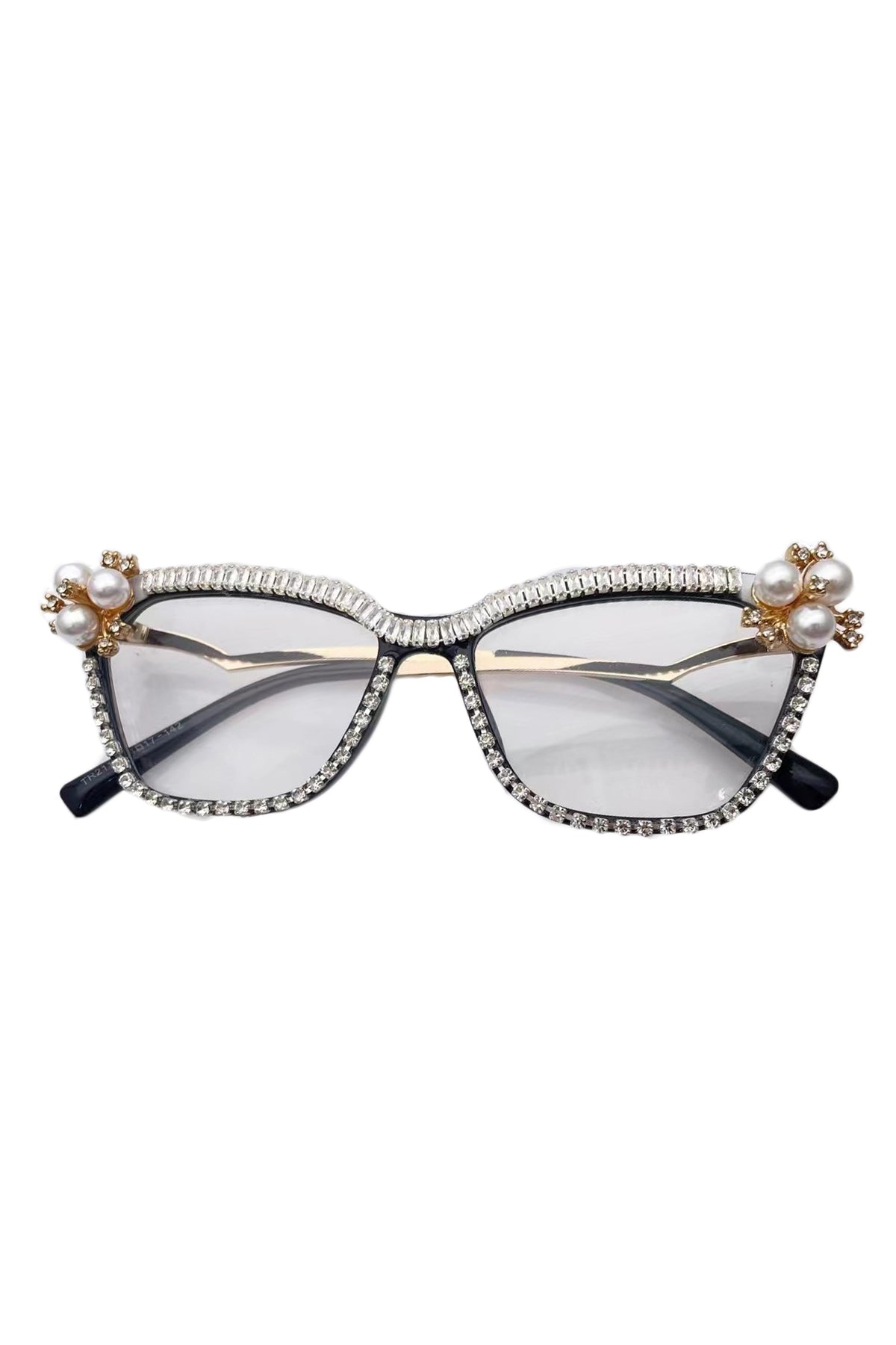 Handmade Pearl Rhinestone Plain Glass Spectacle G0394
