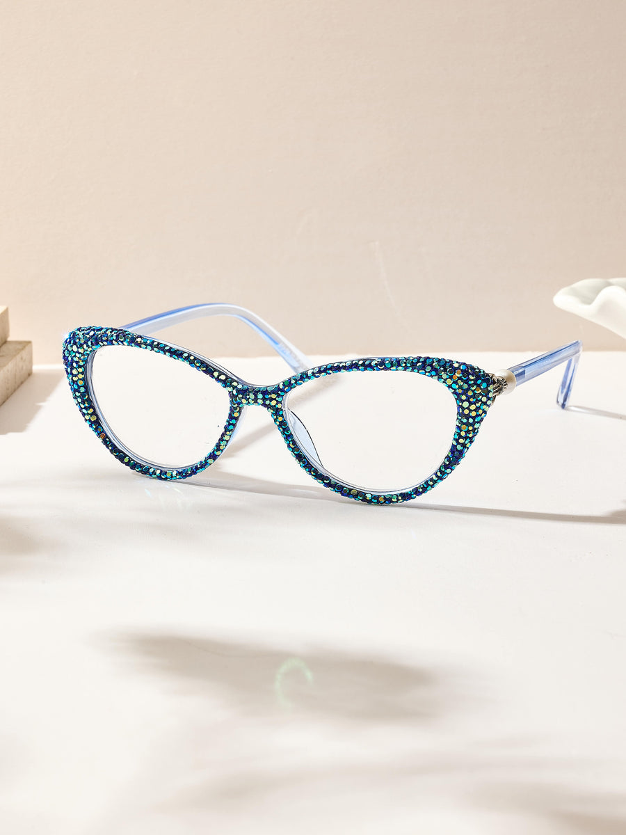 Handmade Rhinestone Cat-Eye Reader Glasses G0399