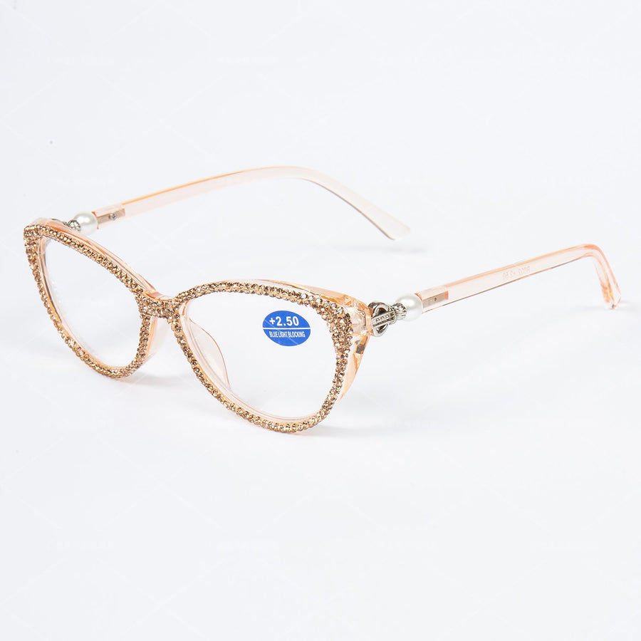 Handmade Rhinestone Cat-Eye Reader Glasses G0399
