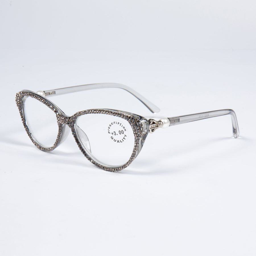 Handmade Rhinestone Cat-Eye Reader Glasses G0399