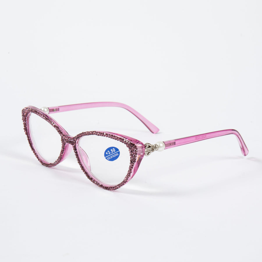 Handmade Rhinestone Cat-Eye Reader Glasses G0399