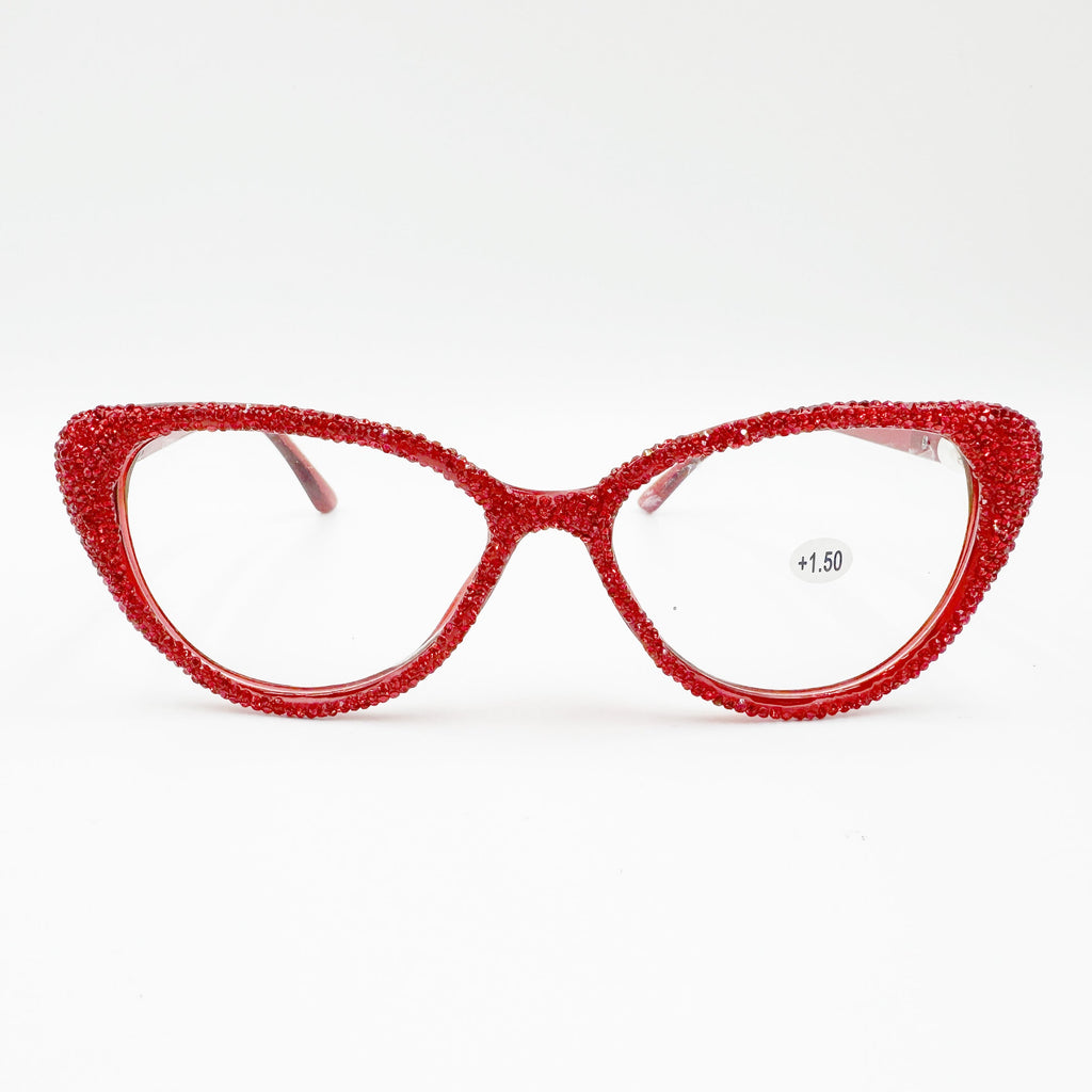 Handmade Rhinestone Cat-Eye Reader Glasses G0399