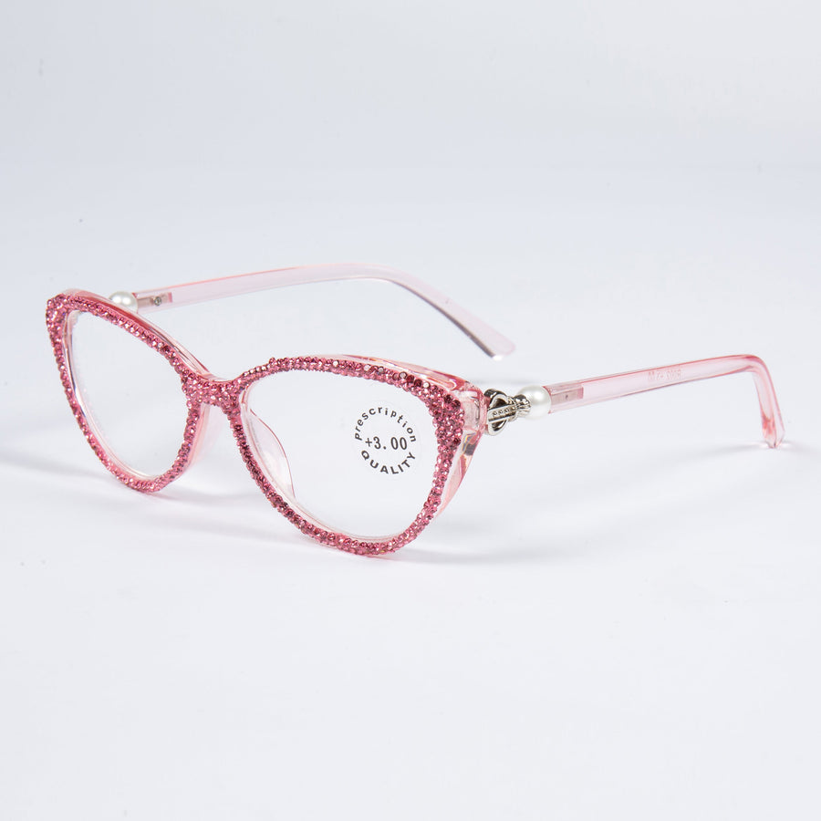 Handmade Rhinestone Cat-Eye Reader Glasses G0399
