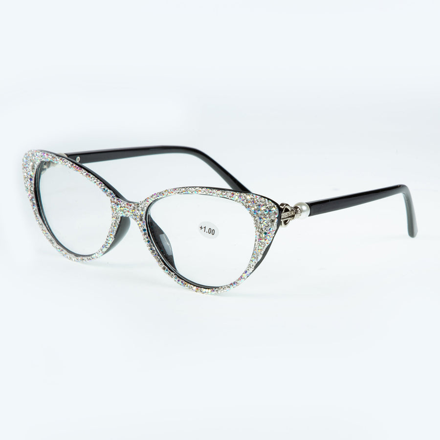 Handmade Rhinestone Cat-Eye Reader Glasses G0399