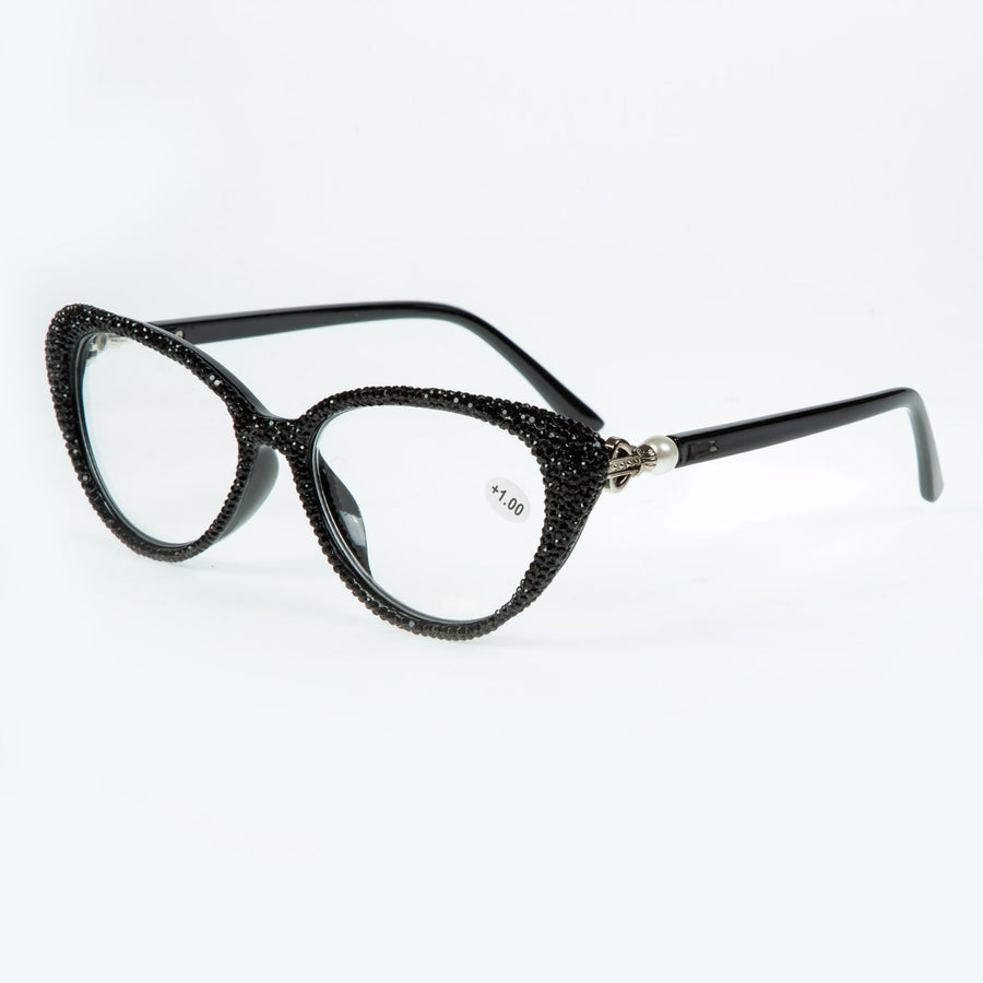 Handmade Rhinestone Cat-Eye Reader Glasses G0399