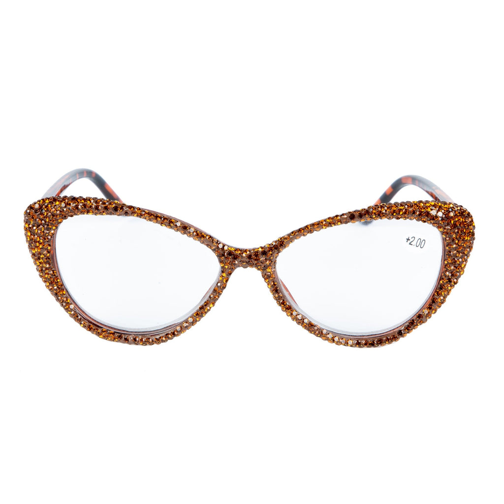 Handmade Rhinestone Cat-Eye Reader Glasses G0399