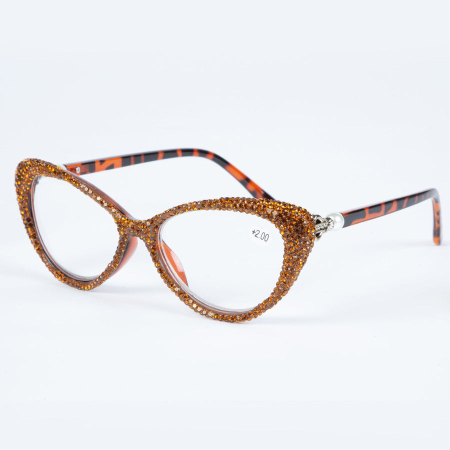 Handmade Rhinestone Cat-Eye Reader Glasses G0399