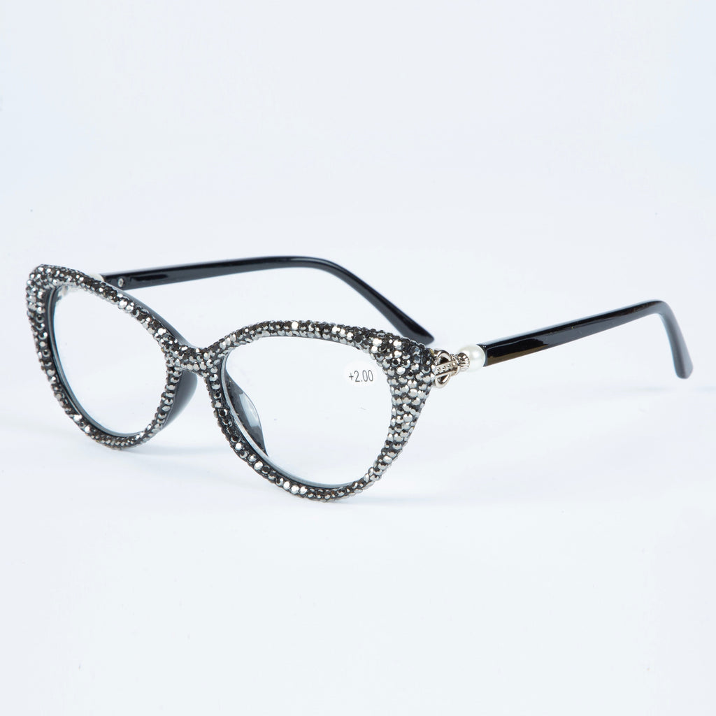 Handmade Rhinestone Cat-Eye Reader Glasses G0399