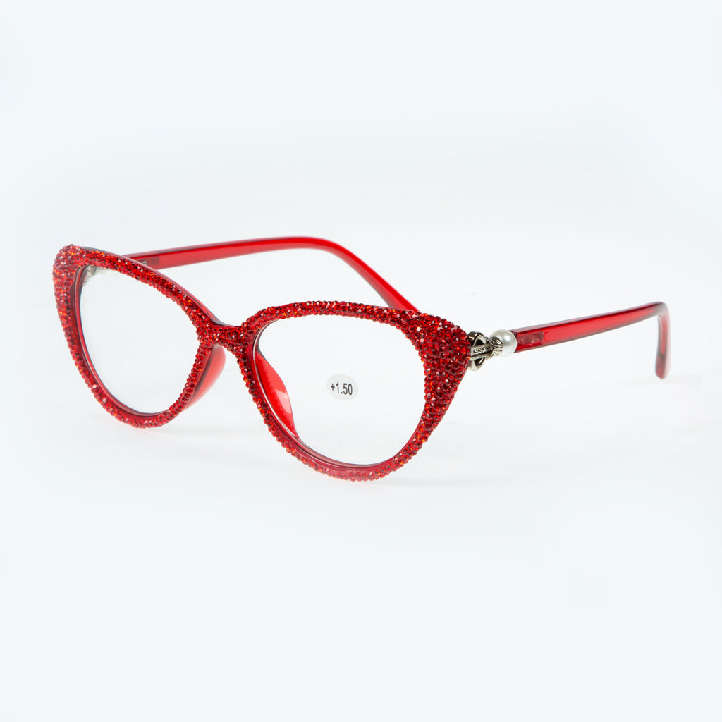 Handmade Rhinestone Cat-Eye Reader Glasses G0399