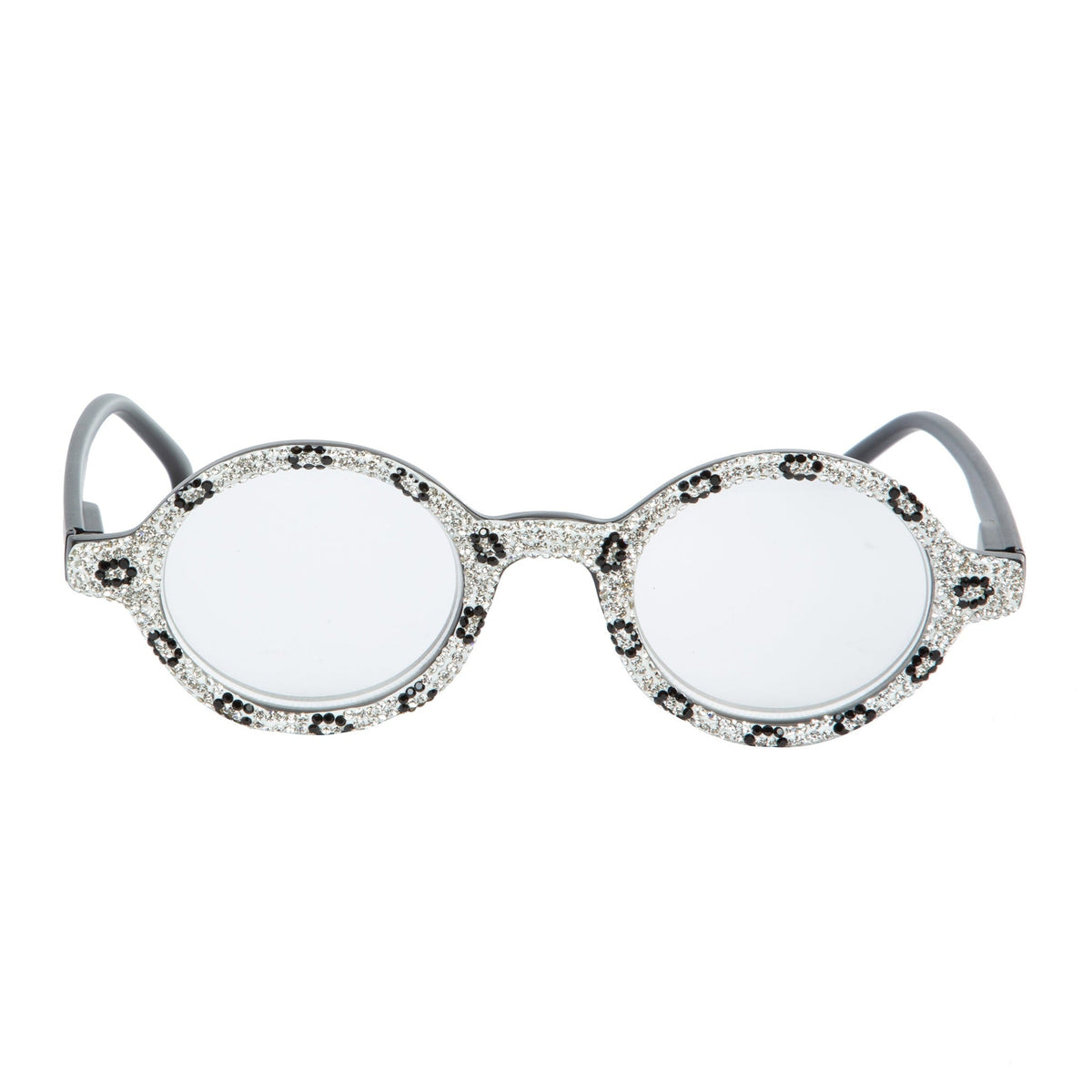 Handmade Rhinestone Round Reader G0403-White