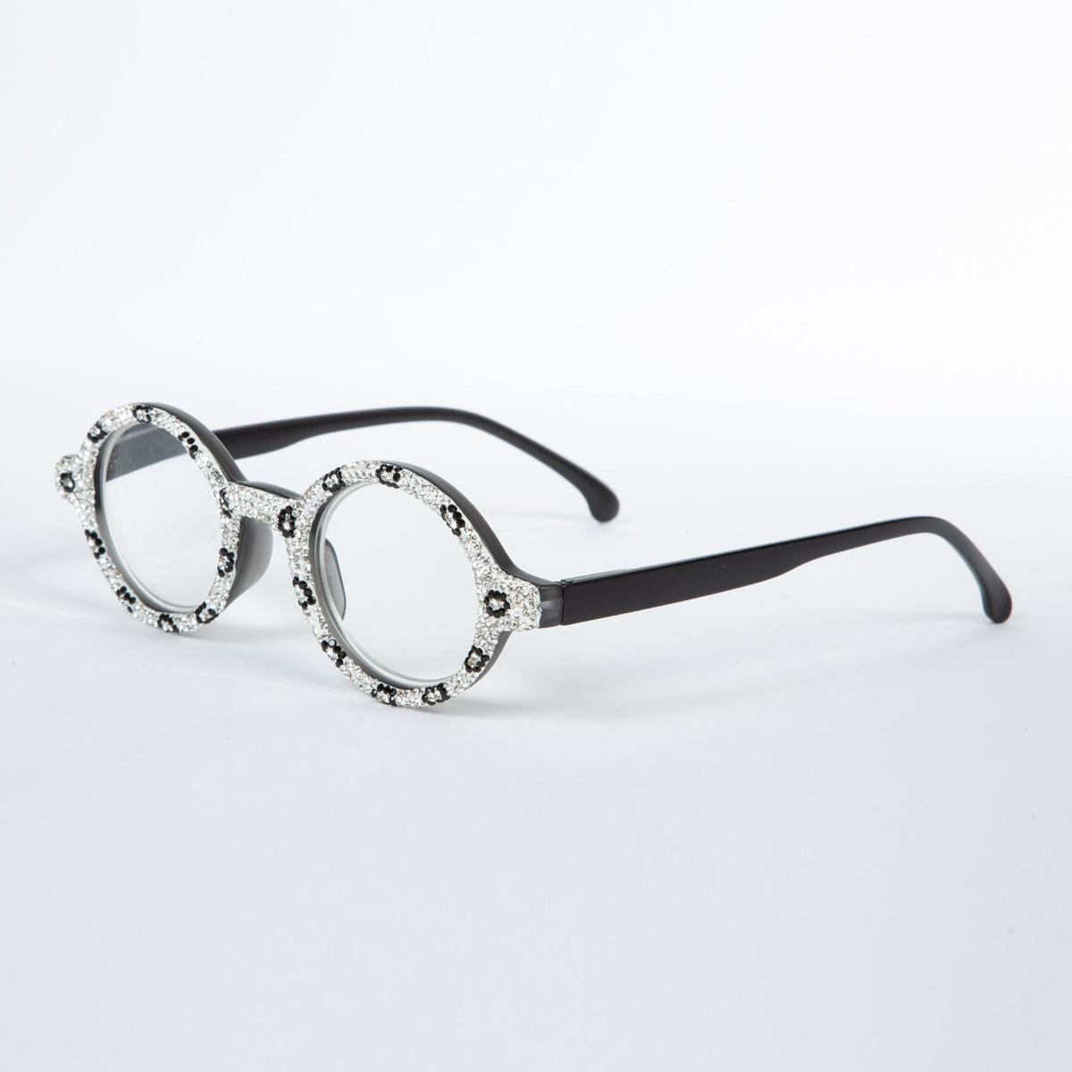 Handmade Rhinestone Round Reader G0403-White