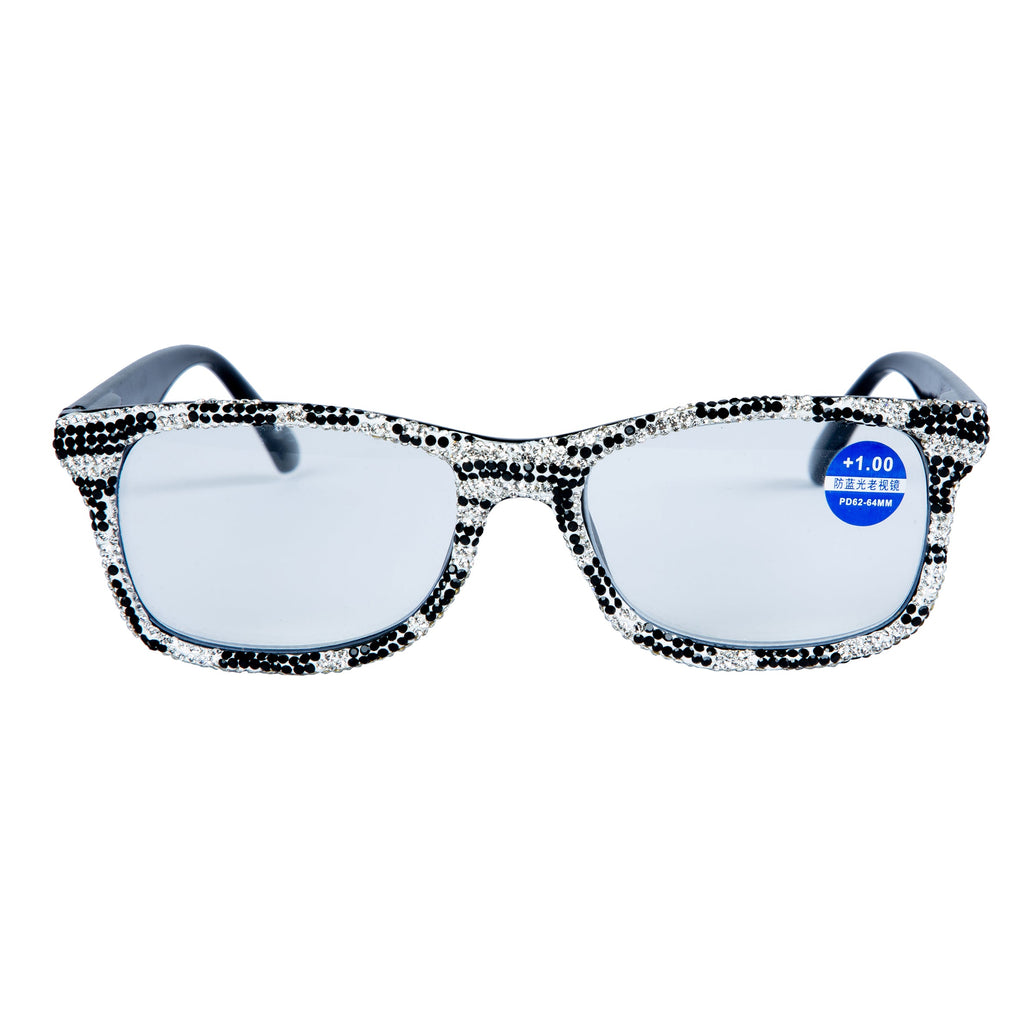 Handmade Rhinestone Round Reader G0405-White