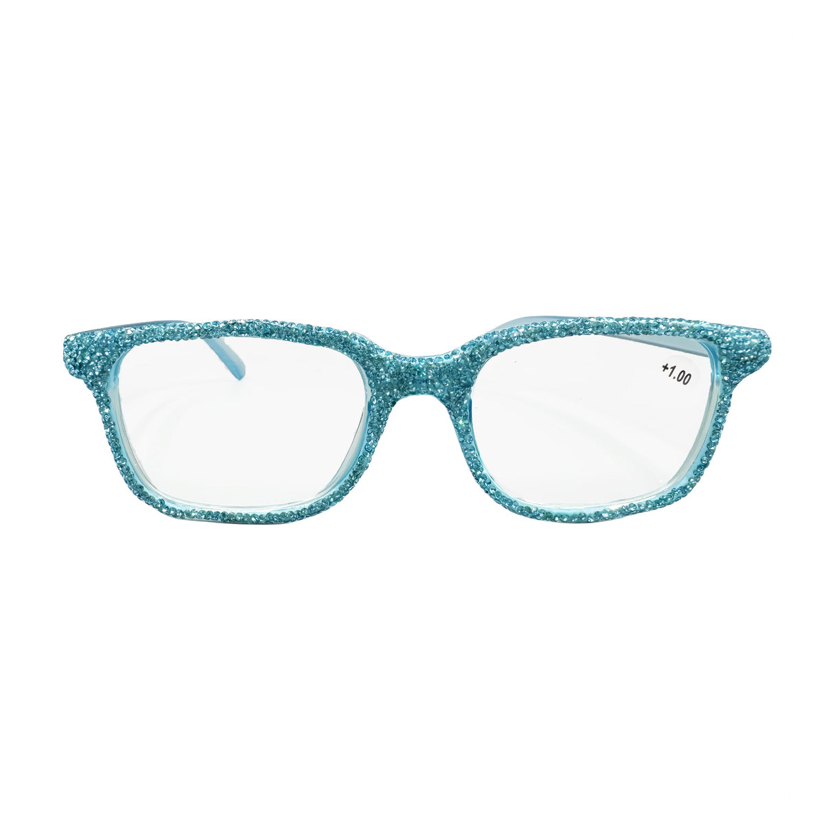 Handmade Rhinestone Rectangle Reader Glasses G0444-Grey AG10444