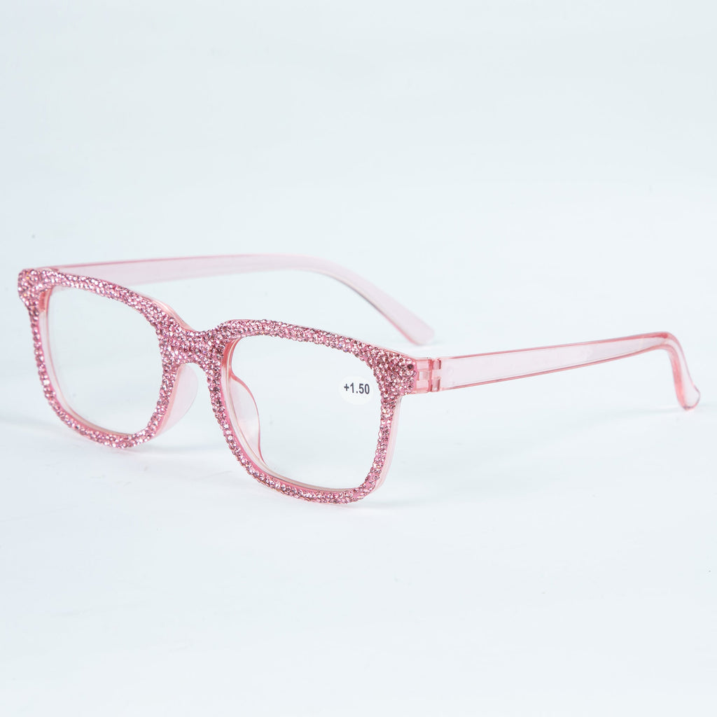 Handmade Rhinestone Rectangle Reader Glasses G0444