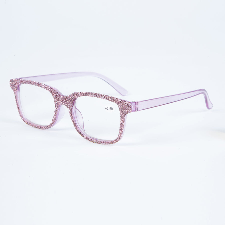 Handmade Rhinestone Rectangle Reader Glasses G0444
