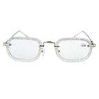 Handmade Rhinestone Round Reader Glasses G0446-Silver