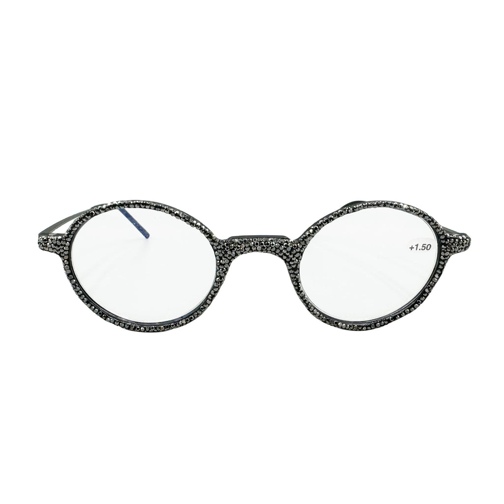 Handmade Rhinestone Round Reader G0451-Gun Metal