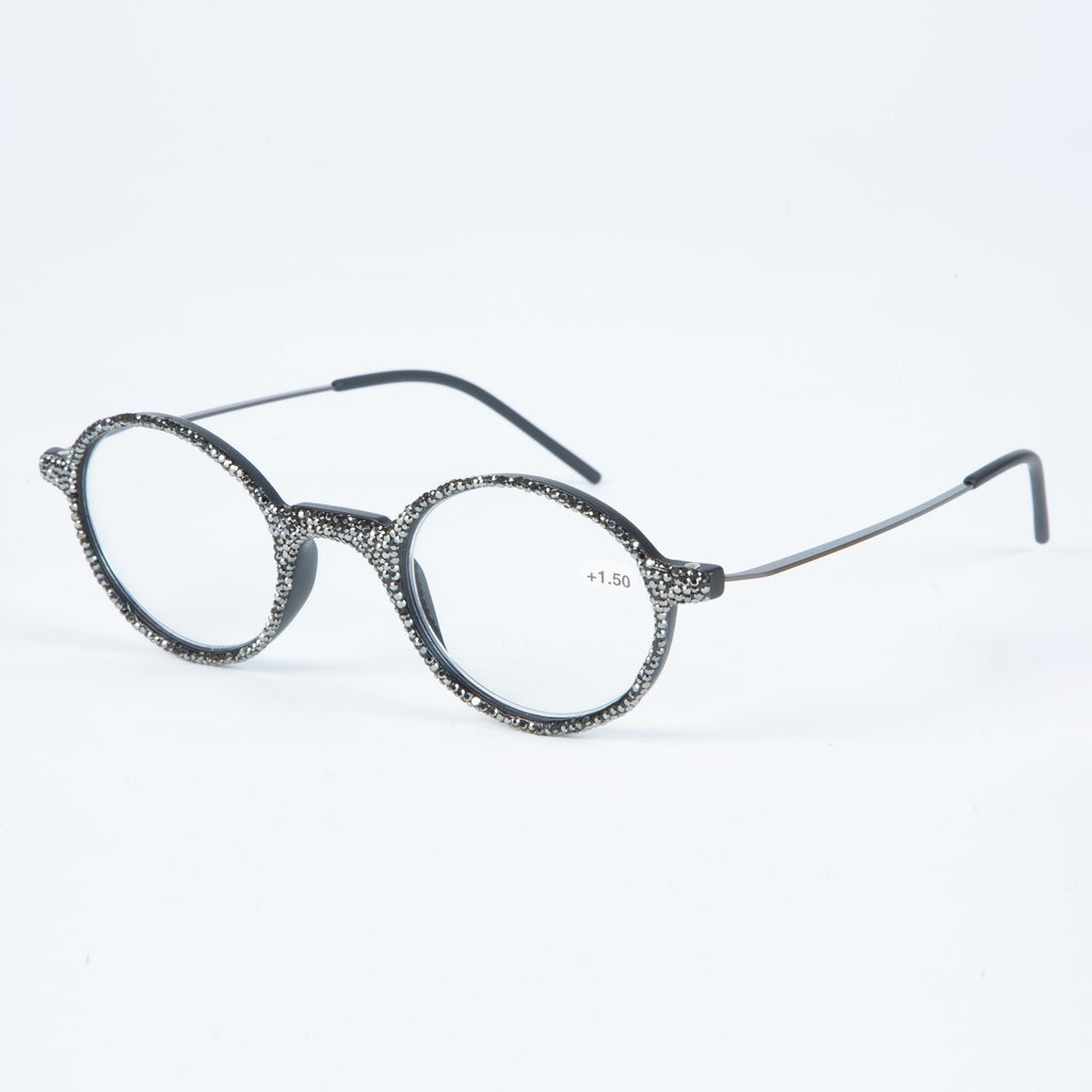 Handmade Rhinestone Round Reader G0451-Gun Metal