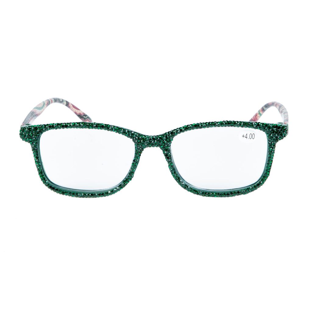 Handmade Rhinestone Rectangle Reader Glasses G0452