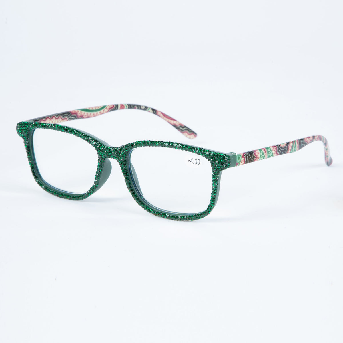 Handmade Rhinestone Rectangle Reader Glasses G0452