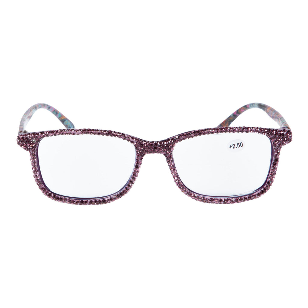 Handmade Rhinestone Rectangle Reader Glasses G0452