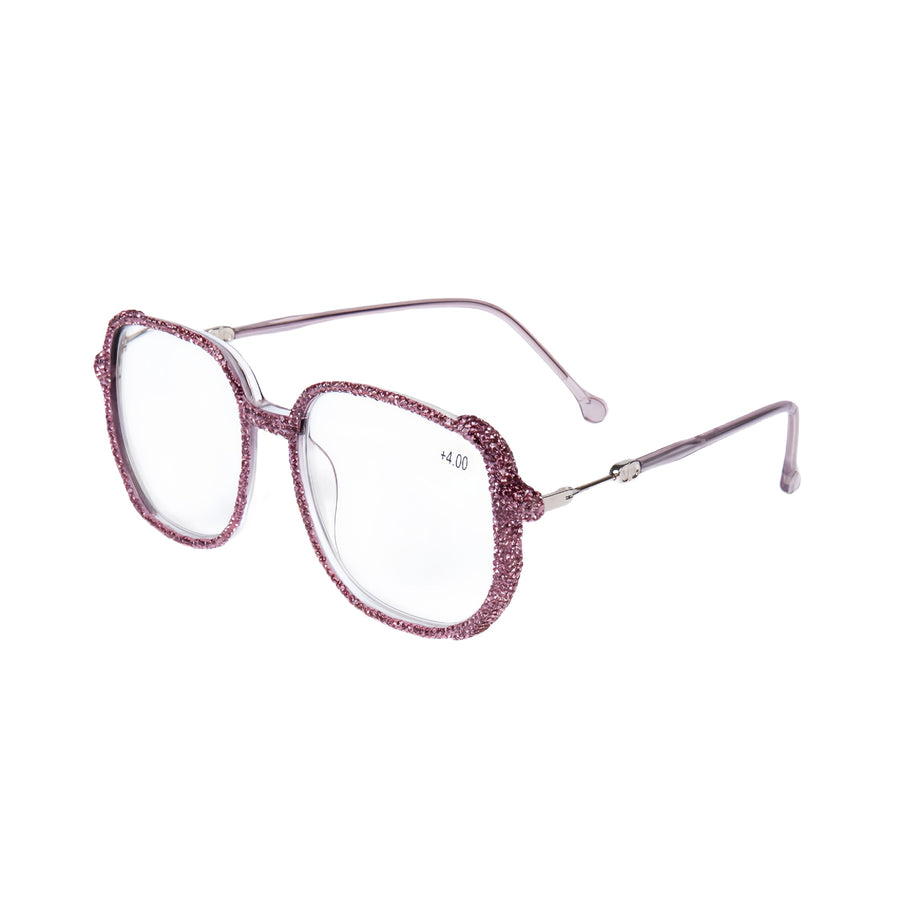 Handmade Rhinestone Square Reader Glasses G0468-Purple