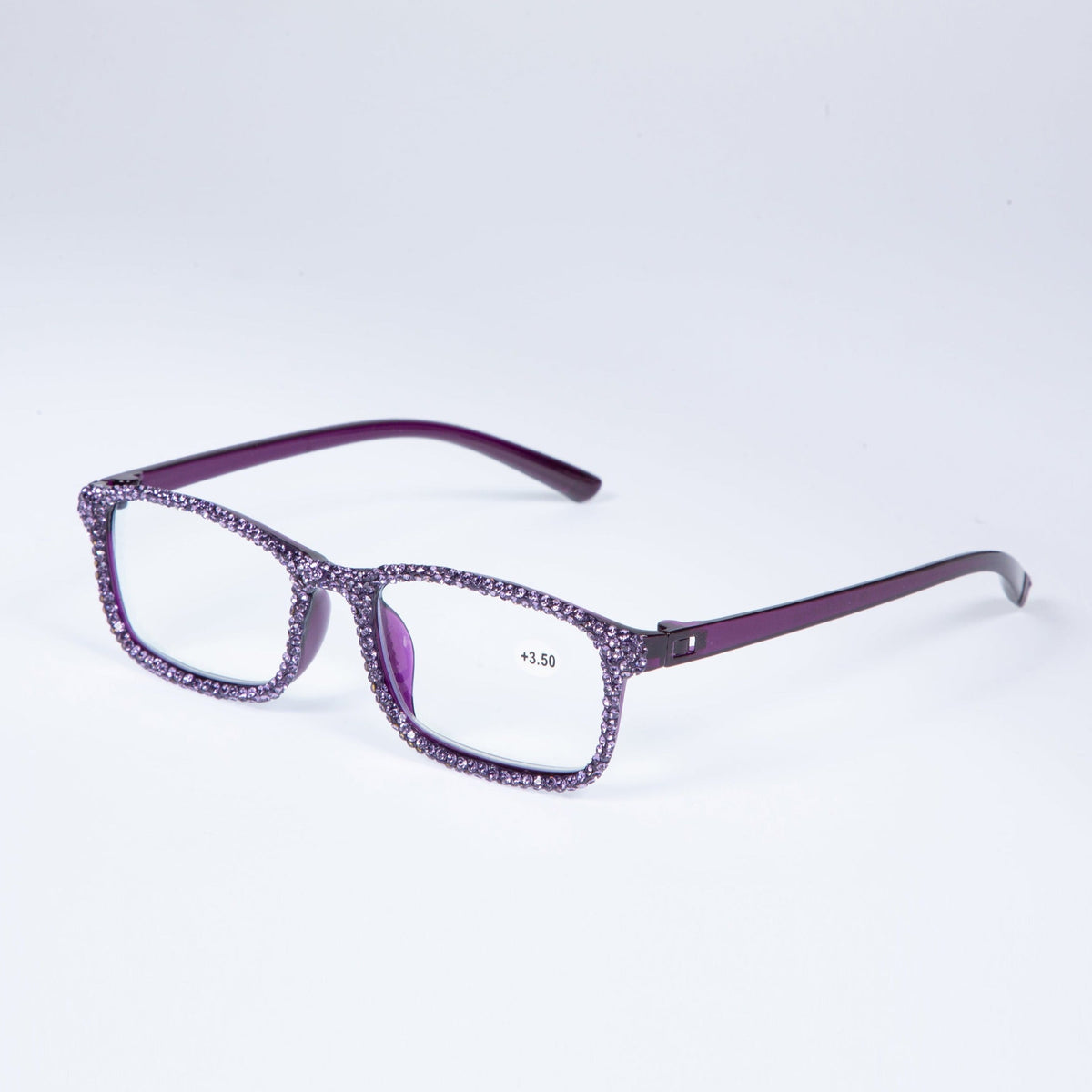 Handmade Rhinestone Rectangle Reader Glasses G0479-Purple