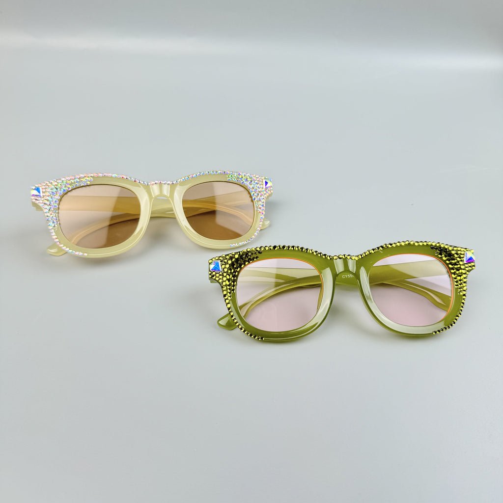Handmade Rhinestone Round Sunglasses G0487