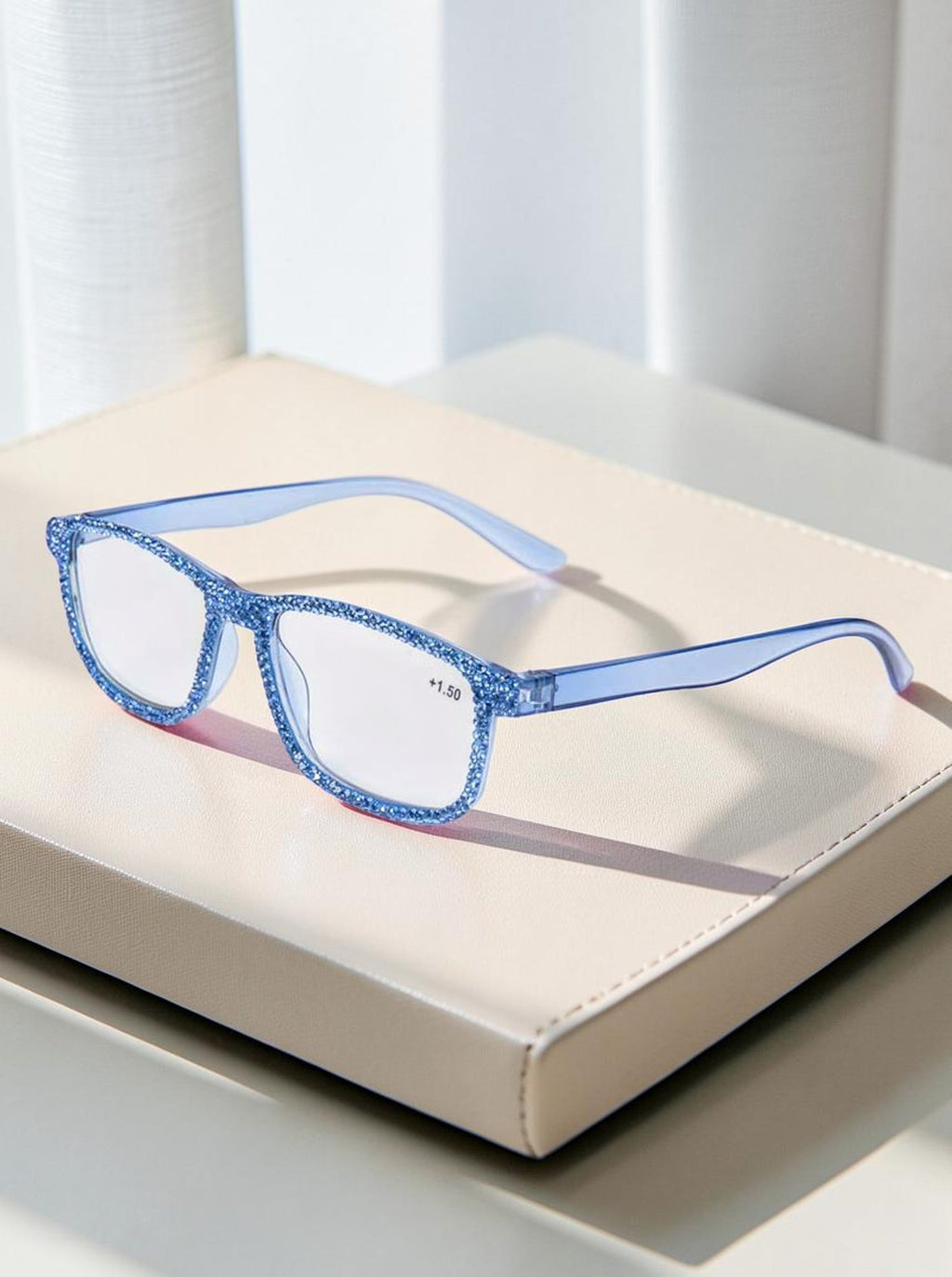 Handmade Rhinestone Rectangle Reader Glasses G0497 - Blue