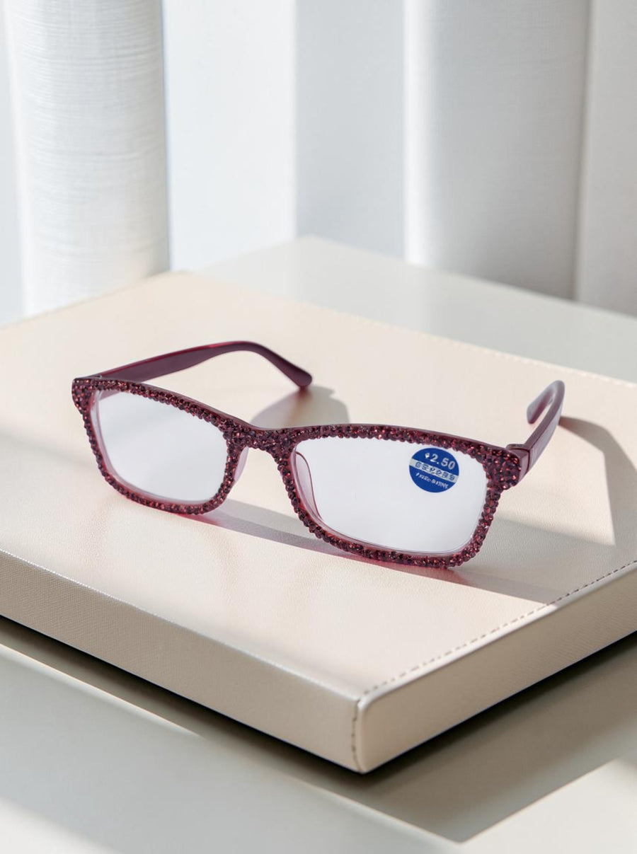 Handmade Rhinestone Rectangle Reader Glasses G0497