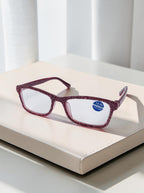 Handmade Rhinestone Rectangle Reader Glasses G0497 - Rose Red