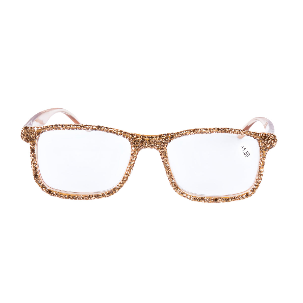 Handmade Rhinestone Rectangle Reader Glasses G0497 - Gold
