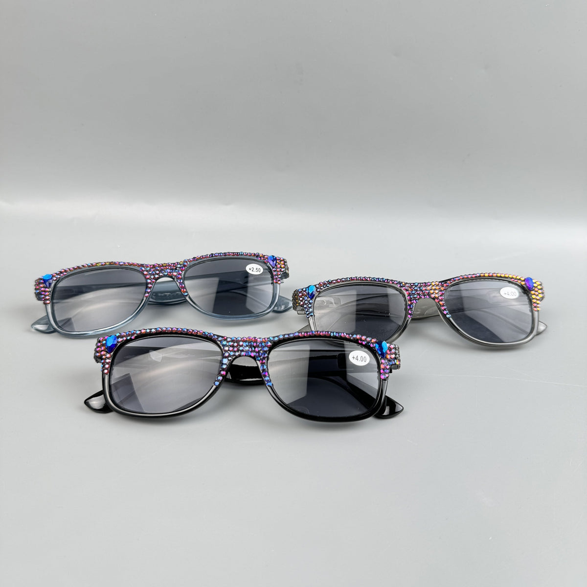 Handmade Rhinestone Square Sun Reader G0501-Black