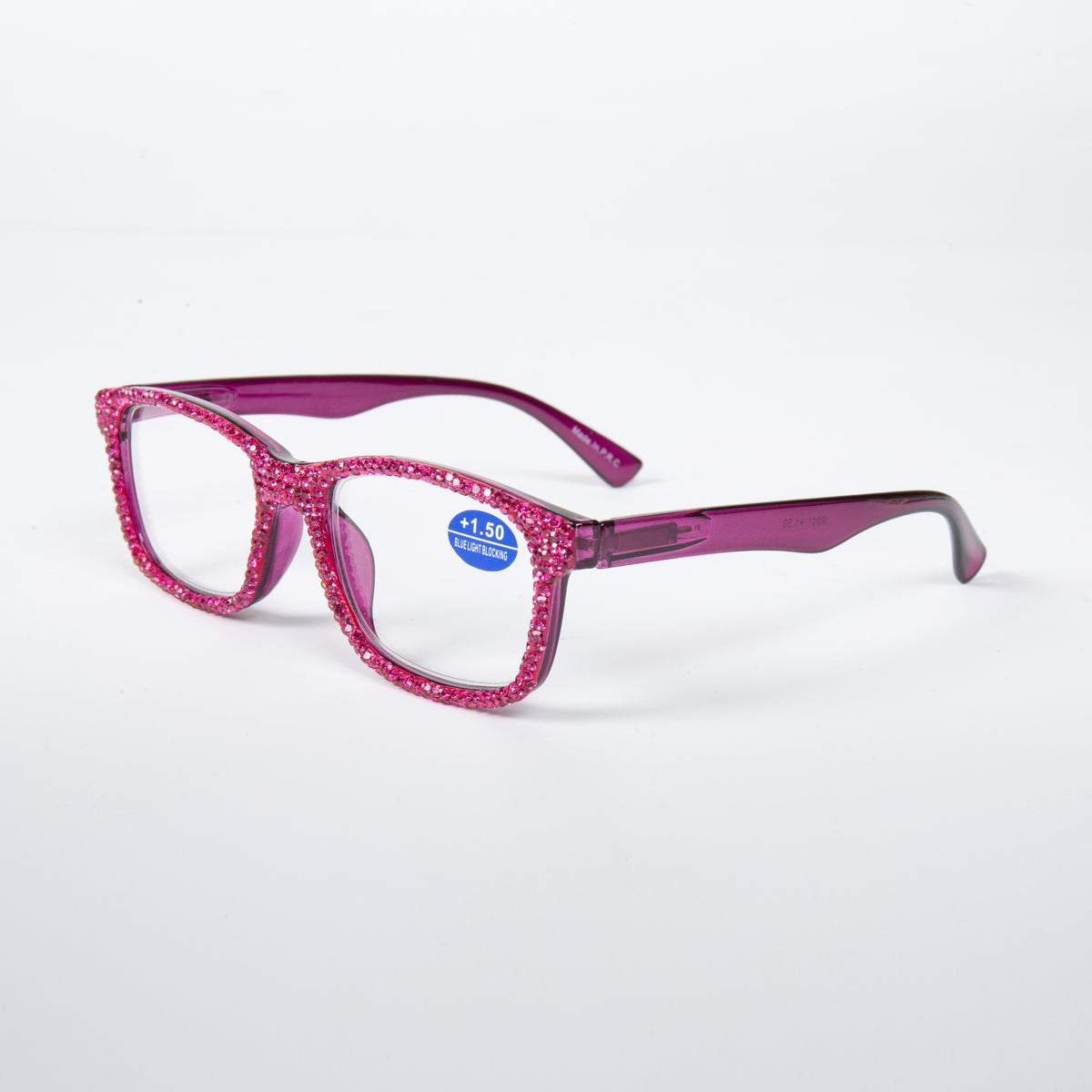 Handmade Rhinestone Rectangle Reader Glasses G0540-Purple