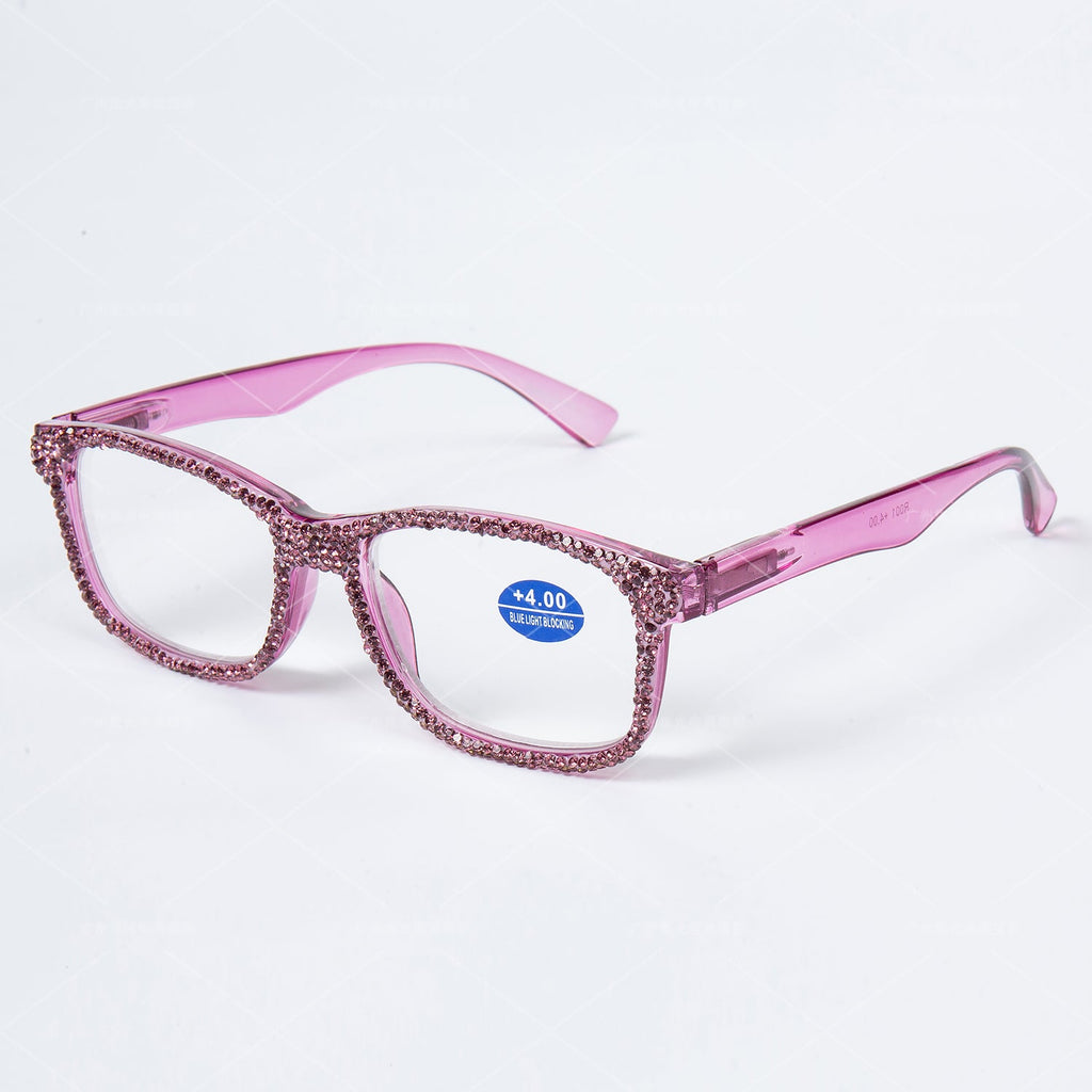 Handmade Rhinestone Rectangle Reader Glasses G0540