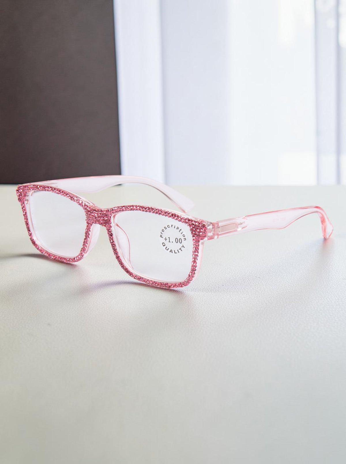 Handmade Rhinestone Rectangle Reader Glasses G0540- Rose Red