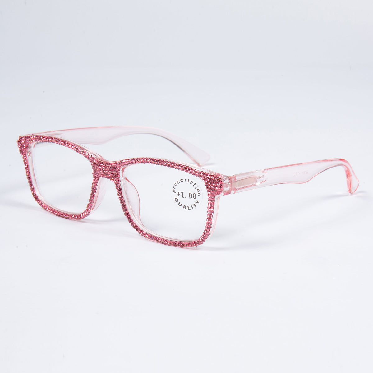 Handmade Rhinestone Rectangle Reader Glasses G0540- Rose Red