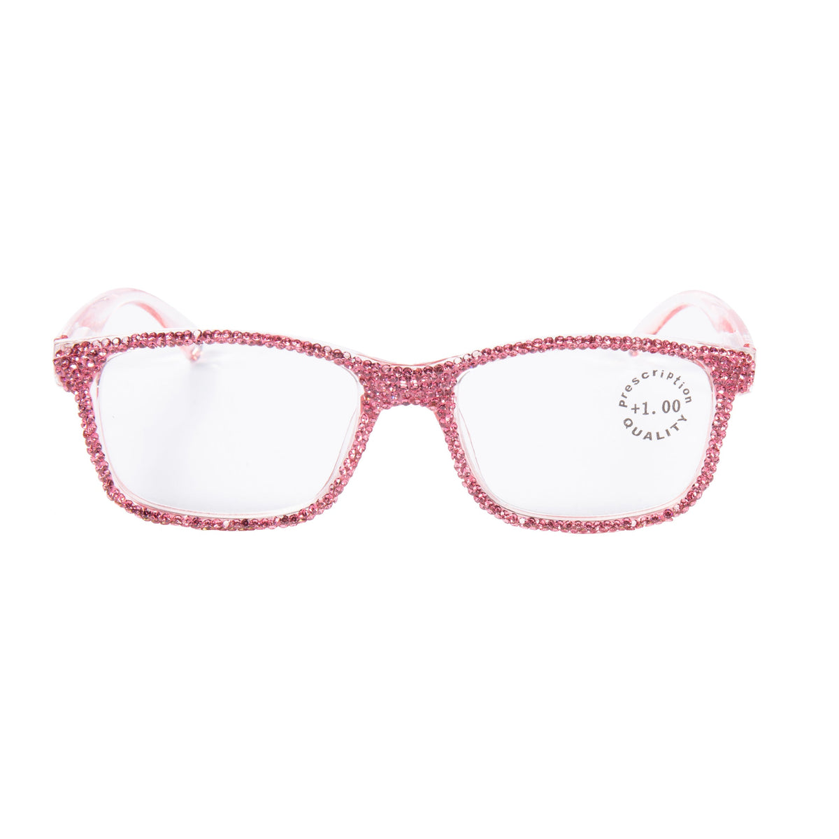 Handmade Rhinestone Rectangle Reader Glasses G0540- Rose Red